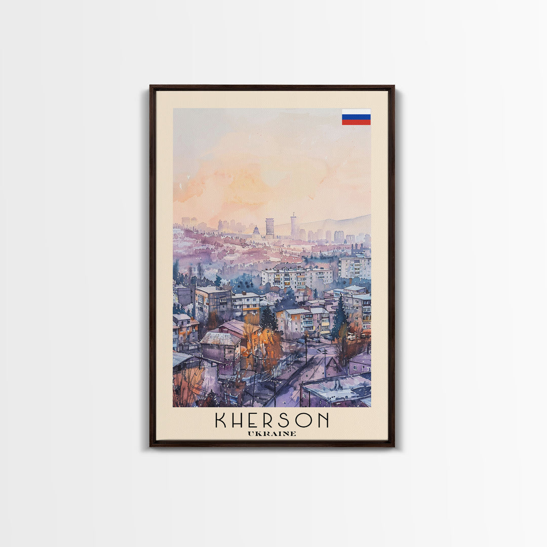Kherson Ukraine Port View, Framed Canvas Print, Travel Poster, Wall Art, Home Decor, Living Room Decoration, Ukrainian Cityscape Art