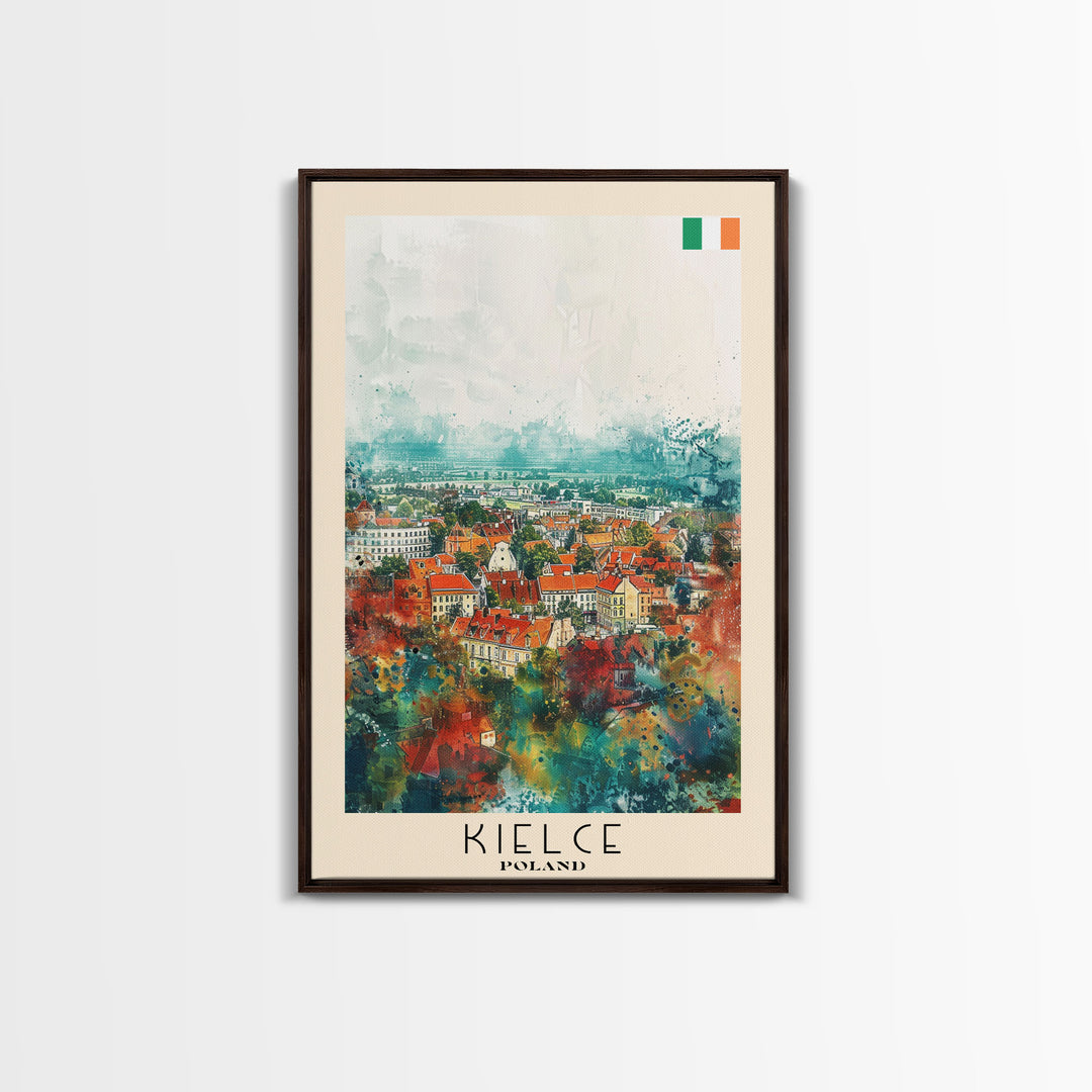 Kielce Poland Historic Cityscape, Framed Canvas Print, Travel Poster, Wall Art, Home Decor, Living Room Decoration, Polish Urban Art
