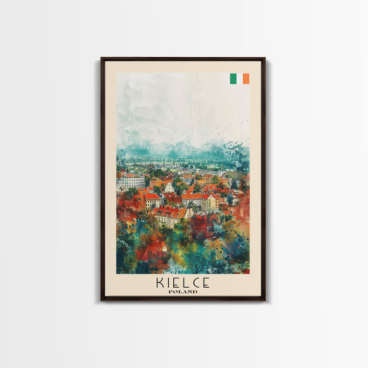 Kielce Poland Historic Cityscape, Framed Canvas Print, Travel Poster, Wall Art, Home Decor, Living Room Decoration, Polish Urban Art