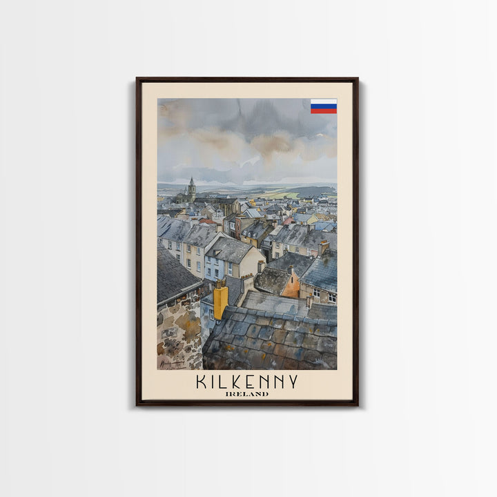 Kilkenny Ireland Scenic View, Framed Canvas Print, Travel Poster, Wall Art, Home Decor, Living Room Decoration, Irish Cityscape Art