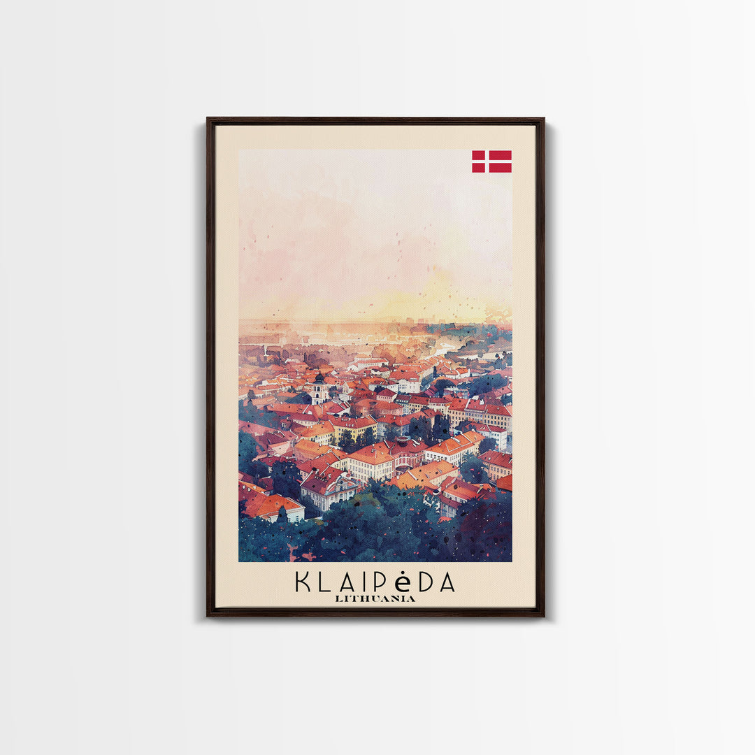 Klaipeda Lithuania Port City View, Framed Canvas Print, Travel Poster, Wall Art, Bedroom Decoration, Coastal Urban Scene, Nautical Artwork