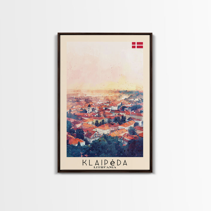 Klaipeda Lithuania Port City View, Framed Canvas Print, Travel Poster, Wall Art, Bedroom Decoration, Coastal Urban Scene, Nautical Artwork