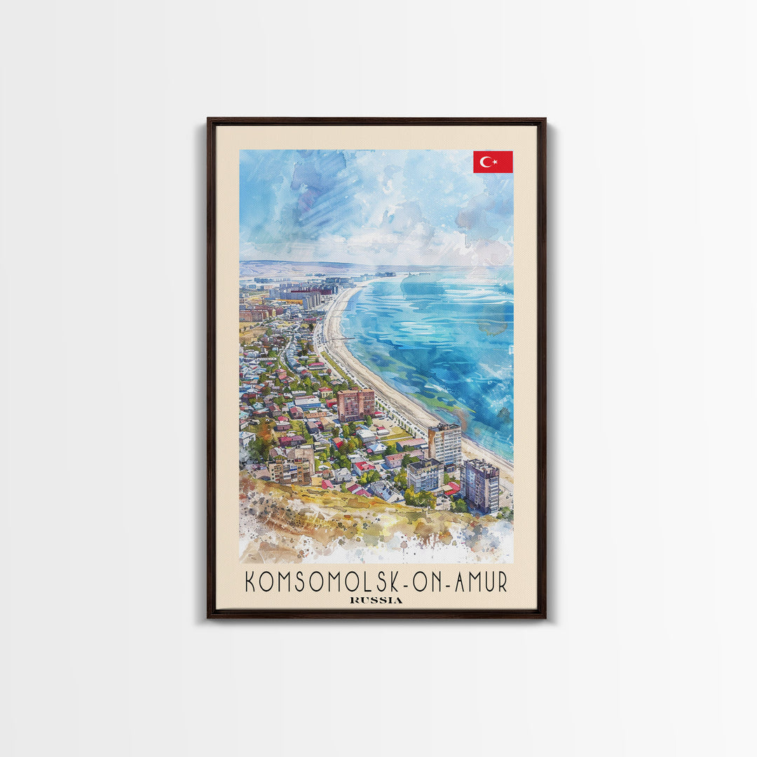 Komsomolsk-on-Amur Russia Industrial Cityscape, Framed Canvas Print, Travel Poster, Wall Art, Study Room Decor, Russian Urban Artwork, Industrial Scene