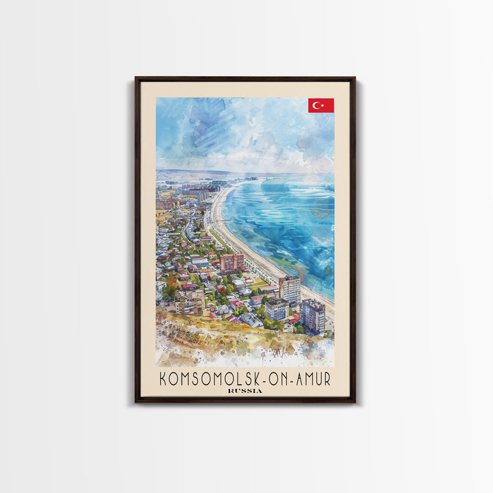 Komsomolsk-on-Amur Russia Industrial Cityscape, Framed Canvas Print, Travel Poster, Wall Art, Study Room Decor, Russian Urban Artwork, Industrial Scene