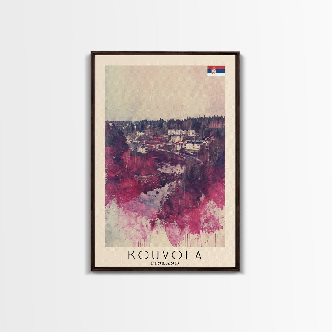 Kouvola Finland Scenic Winter View, Framed Canvas Print, Travel Poster, Wall Art, Bathroom Decor, Finnish Urban Landscape, Scenic Winter Painting