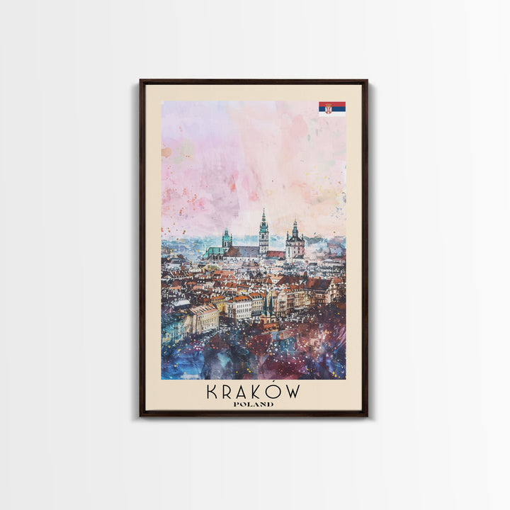 Krakow Poland Travel Poster Framed Canvas Print, Abstract Art, Minimalist Wall Decor, Vacation Gift, Home Decoration, Artistic Travel Print