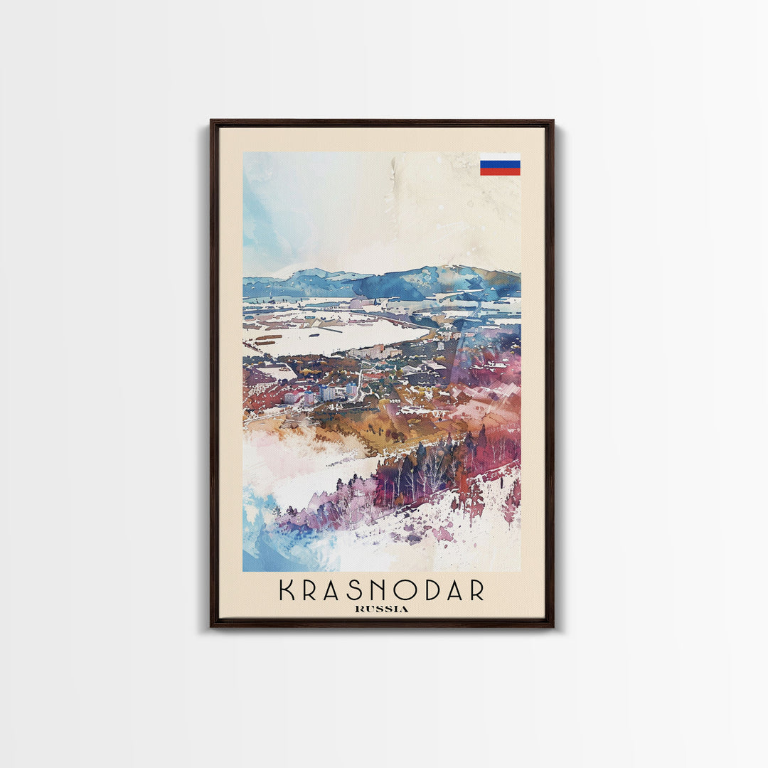 Krasnodar Russia Travel Poster Framed Canvas Print, Abstract Landscape Art, Wall Decor, Home Decoration, Travel Print, Artistic Gift