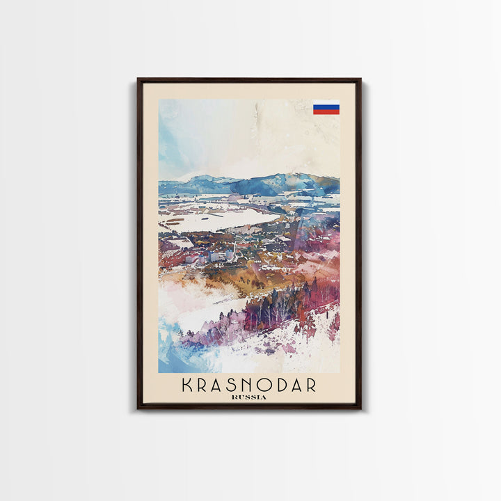 Krasnodar Russia Travel Poster Framed Canvas Print, Abstract Landscape Art, Wall Decor, Home Decoration, Travel Print, Artistic Gift