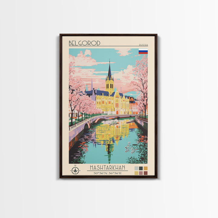 Belgorod Russia Travel Poster Framed Canvas Print, Midcentury Modern Art, Pop Art Wall Decor, Home Decor, Vacation Gift, Living Room Art