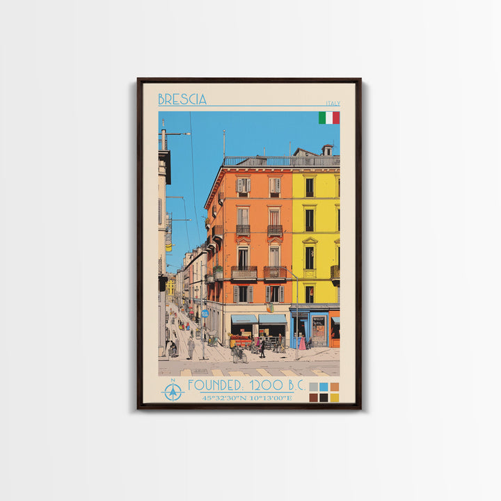 Brescia Italy Travel Poster Framed Canvas Print, Vintage Style, Pop Art Home Decor, Scenic Wall Art, Living Room Decoration, Artistic Gift