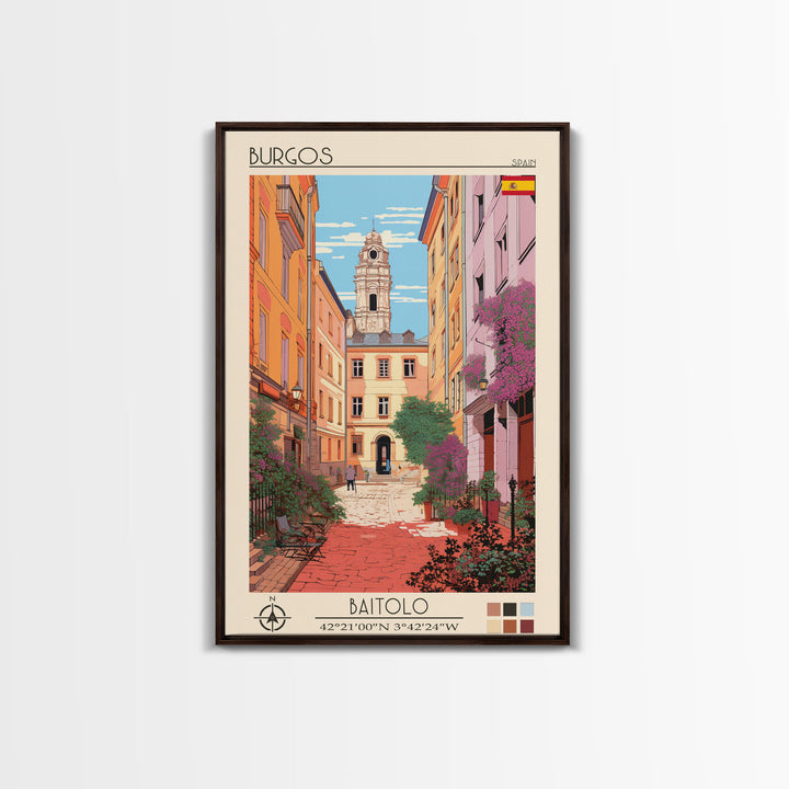 Burgos Spain Travel Poster Framed Canvas Print, Vintage Style, Pop Art Home Decor, Scenic Wall Art, Living Room Decoration, Artistic Gift