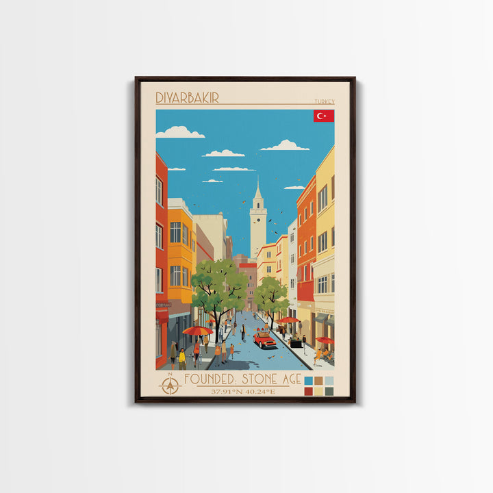Diyarbakir Turkey Travel Poster Framed Canvas Print, Vintage Style, Pop Art Home Decor, Scenic Wall Art, Living Room Decoration, Artistic Gift