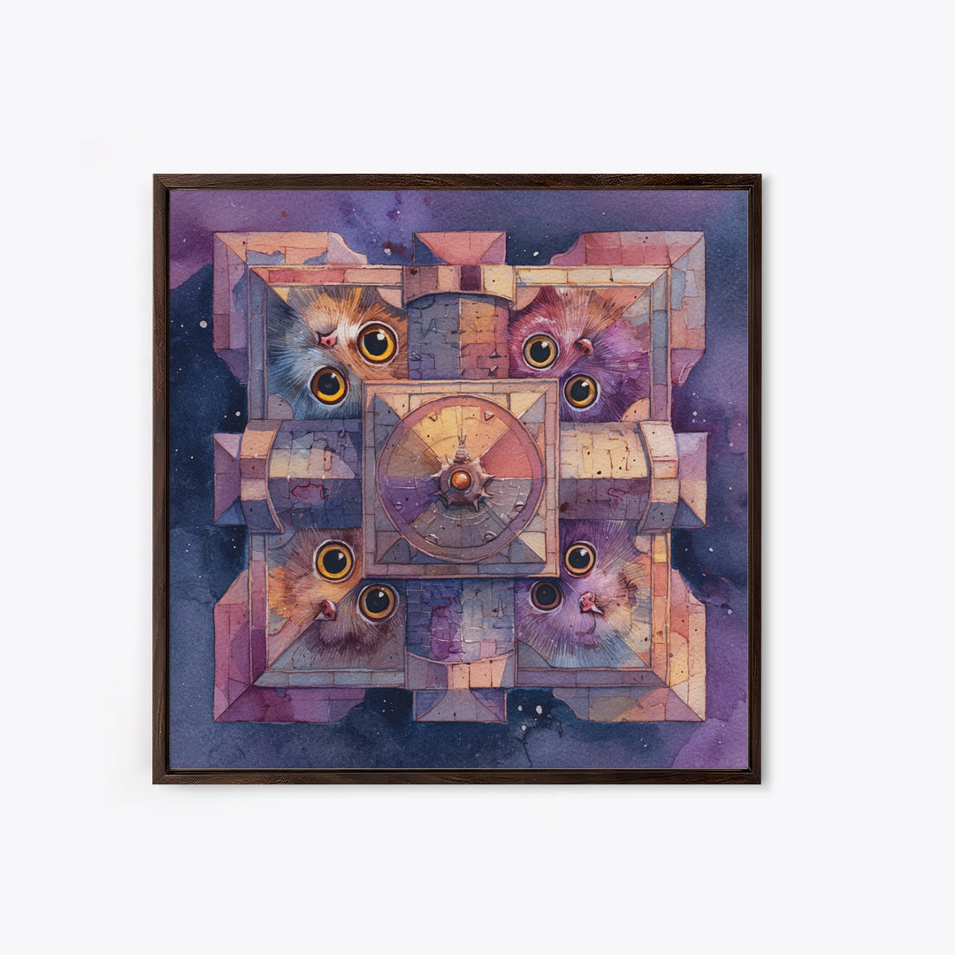 Dragon Soaring Above Jagged Mountain Peaks Framed Canvas Print, Fantasy Art, Acrylic Painting, Living Room Decor, Mythic, FAN-1x1-1