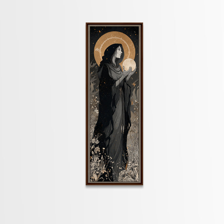 Elven Queen Portrait Canvas Print, Fantasy Art, Fantasy Art Print, Living Room Decor, Fine Art, Mythic, Textured Painting, FAN-1x3-14