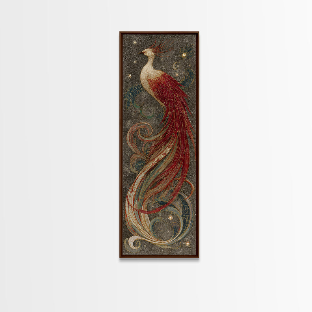 Phoenix Rising in Gold and Crimson Flames Canvas Print, Fantasy Art, Room Decor, Living Room Decor, Fine Art, Mythic, FAN-1x3-17