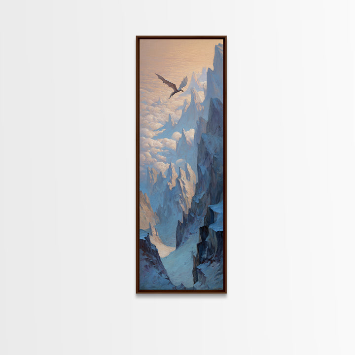Griffin Perched on a Castle Wall Canvas Print, Fantasy Art, Final Fantasy Art, Living Room Decor, Mythic, Statement Artwork, FAN-1x3-22