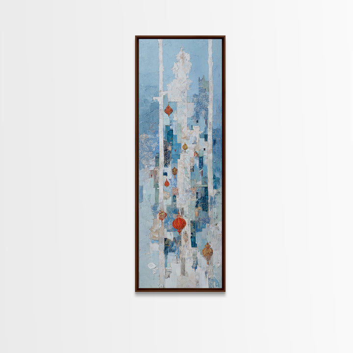 Crystal Cave with Luminous Blue Reflections Canvas Print, Fantasy Art, Acrylic Painting, Living Room Decor, Fine Art, Mythic, FAN-1x3-42
