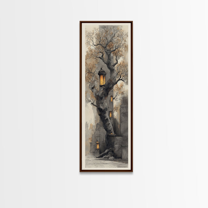 Dwarven Forge with Molten Gold Glow Framed Canvas Print, Fantasy Art, Large Art Print, Living Room Decor, Oil Painting, Mythic, FAN-1x3-54