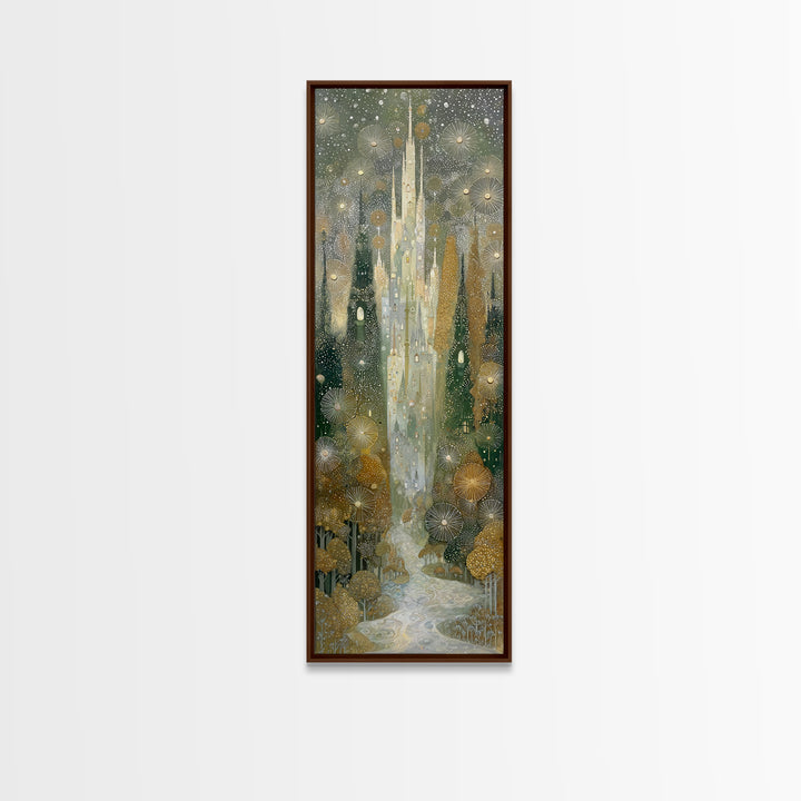Mythic Waterfall Guarded by White Wolves Canvas Print, Fantasy Art, Wall Decor, Living Room Decor, Abstract Art, Mythic, FAN-1x3-60