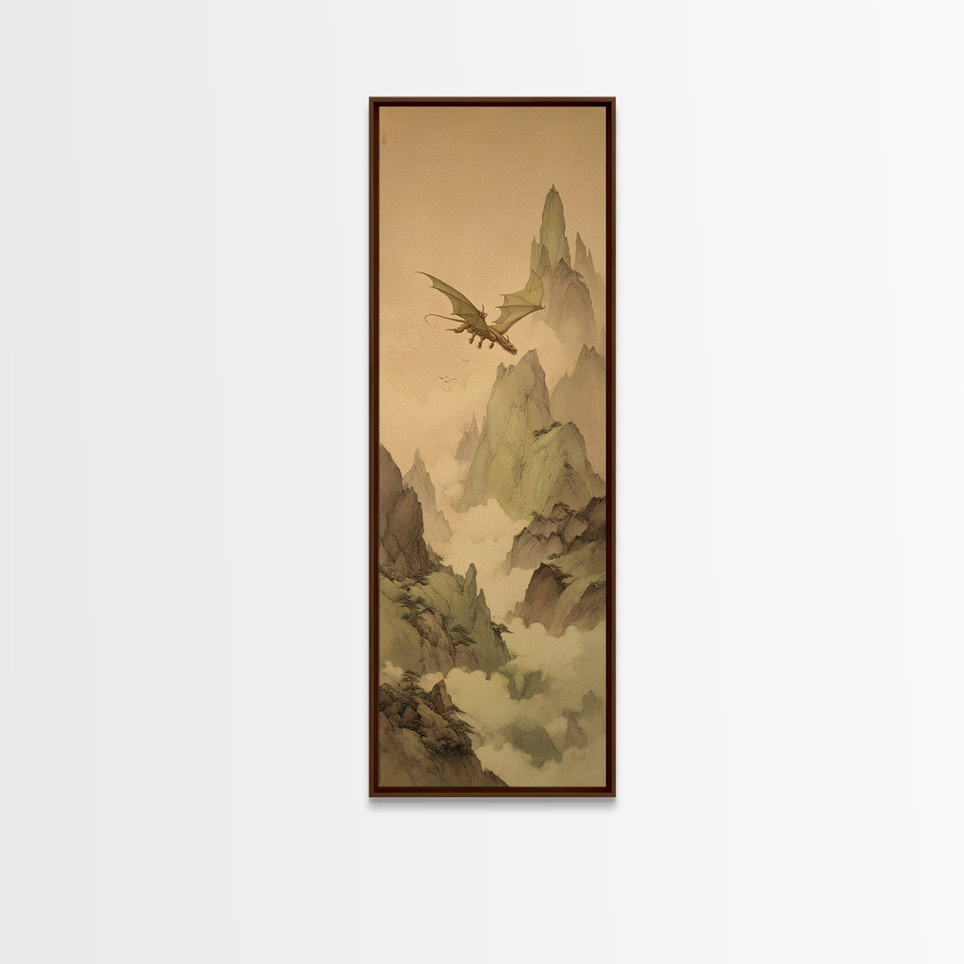 Griffin Perched on a Castle Wall Framed Canvas Print, Fantasy Art, Fantasy Home Decor, Living Room Decor, Fine Art, Mythic, FAN-1x3-70
