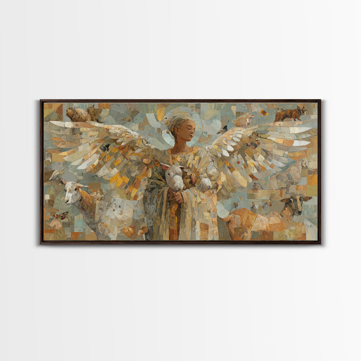 Phoenix Rising in Gold and Crimson Flames Framed Canvas Print, Fantasy Art, Home Decor, Living Room Decor, Fine Art, Mythic, FAN-2x1-1