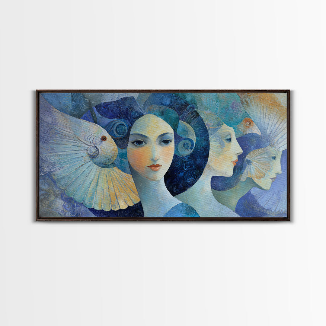 Sorceress Holding a Sphere of Starlight Framed Canvas Print, Fantasy Art, Minimalist Decor, Living Room Decor, Fine Art, Mythic, FAN-2x1-13