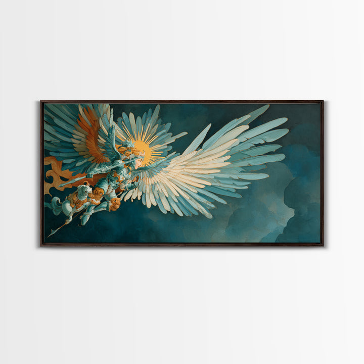 Sorceress Holding a Sphere of Starlight Framed Canvas Print, Fantasy Art, Minimalist Decor, Living Room Decor, Fine Art, Mythic, FAN-2x1-37
