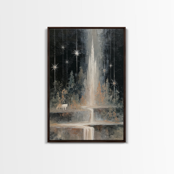 Giant Tree City Filled Framed Canvas Print, Fantasy Art, Painting, Living Room Decor, Abstract Art, Mythic, Gothic Art, FAN-2x3-17