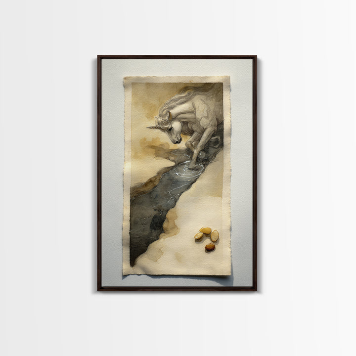 Sea Serpent Beneath a Stormy Ship Silhouette Framed Canvas Print, Fantasy Art, Room Decor, Living Room Decor, Oil Painting, FAN-2x3-51