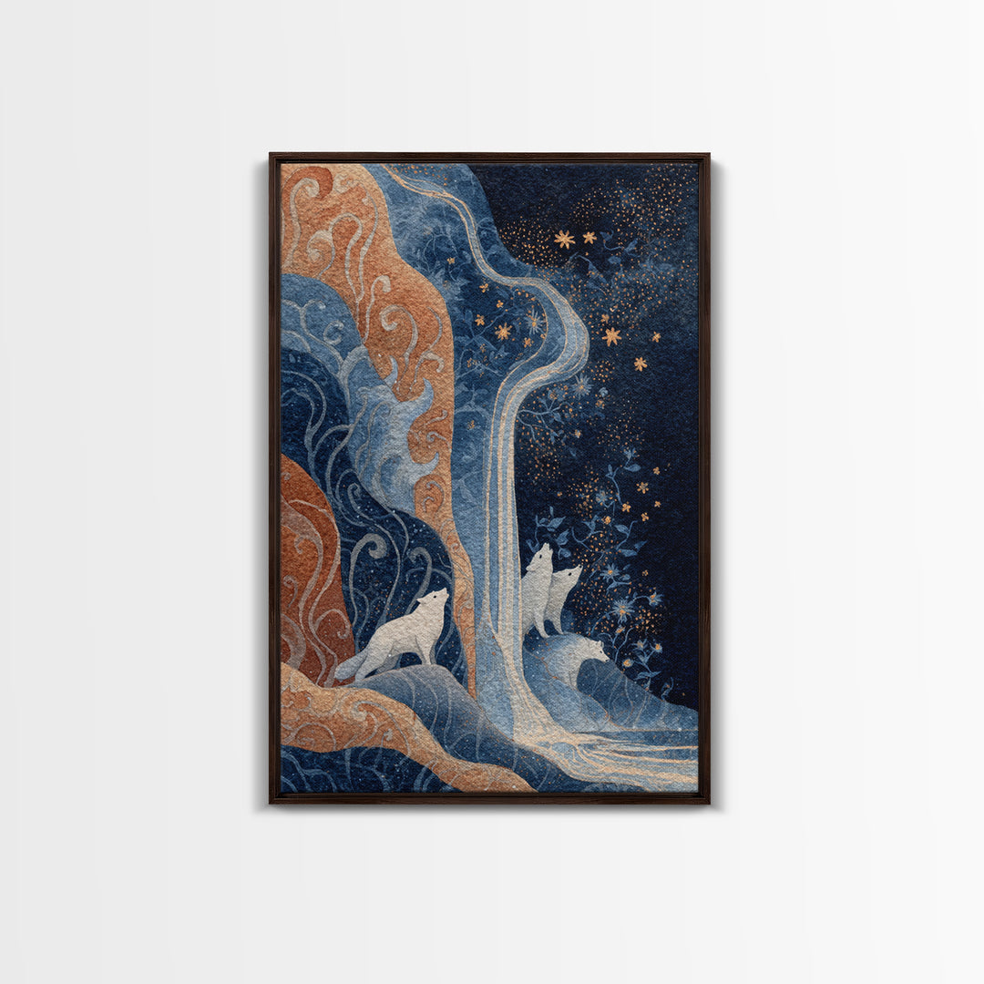 Giant Tree City Filled Framed Canvas Print, Fantasy Art, Whimsical Art, Living Room Decor, Watercolor Art, Mythic, FAN-2x3-89