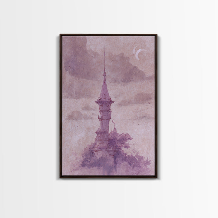 Griffin Perched on a Castle Wall Framed Canvas Print, Fantasy Art, Art Prints, Living Room Decor, Mythic, Fantasy Art Prints, FAN-2x3-90