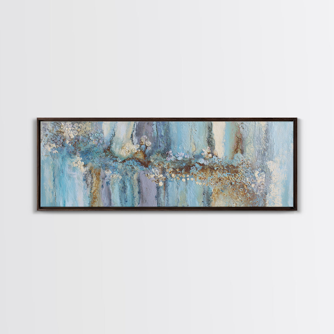 Mythic Waterfall Guarded by White Wolves Canvas Print, Fantasy Art, Living Room Decor, Fine Art, Mythic, Neutral Decor, FAN-3x1-16