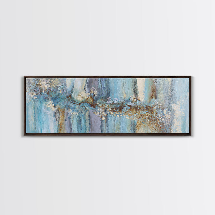 Mythic Waterfall Guarded by White Wolves Canvas Print, Fantasy Art, Living Room Decor, Fine Art, Mythic, Neutral Decor, FAN-3x1-16
