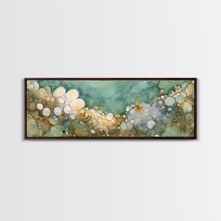 Unicorn Drinking from a Silver Stream Framed Canvas Print, Fantasy Art, Textured Painting, Living Room Decor, Fine Art, Mythic, FAN-3x1-56