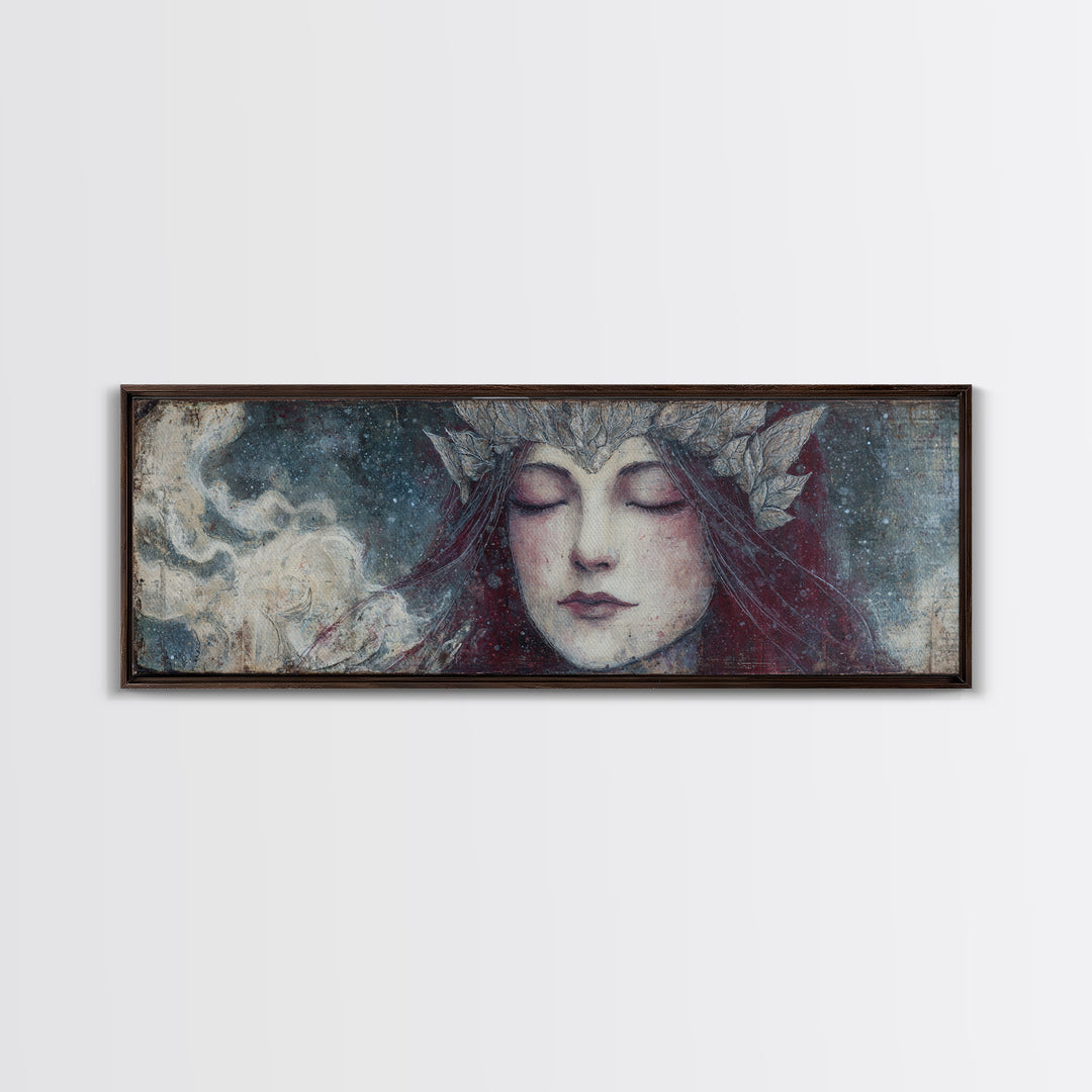 Angelic Warrior with Radiant Wings Framed Canvas Print, Fantasy Art, Room Decor, Living Room Decor, Fine Art, Mythic, FAN-3x1-63