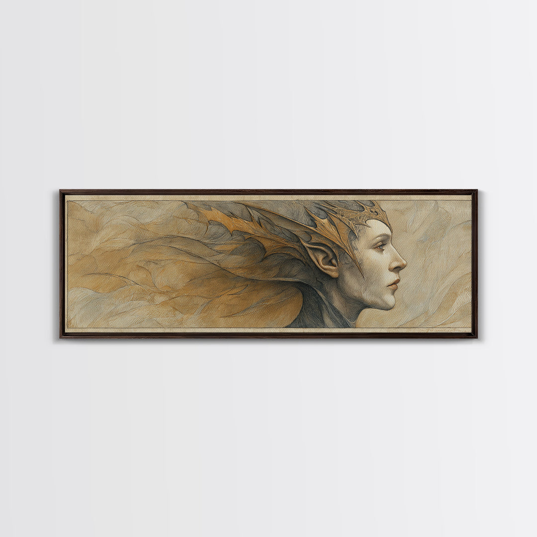 Phoenix Rising in Gold and Crimson Flames Framed Canvas Print, Fantasy Art, Large Art Print, Living Room Decor, Mythic, FAN-3x1-69