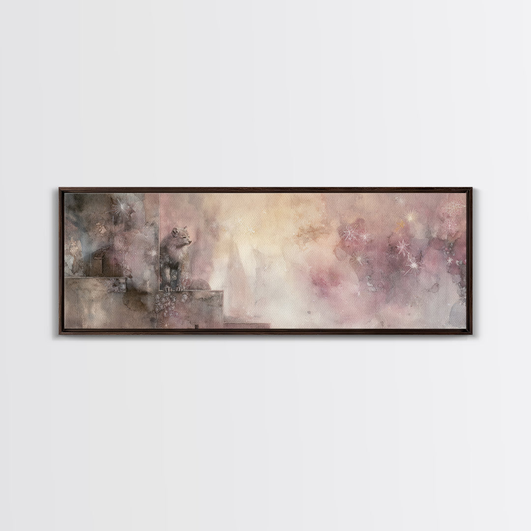 Armored Knight Facing a Glowing Portal Canvas Print, Fantasy Art, Art Nouveau, Living Room Decor, Mythic, Fantasy Wall Art, FAN-3x1-71