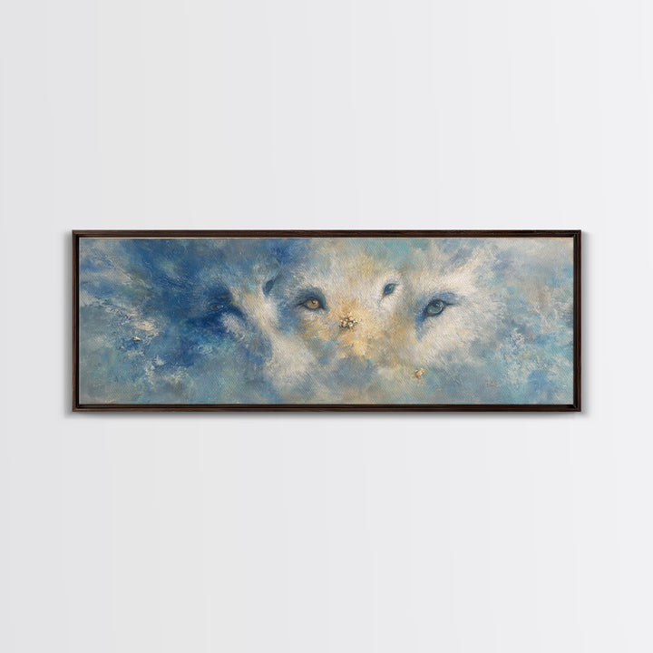 Forest Spirit with Antlers and Glowing Eyes Canvas Print, Fantasy Art, Home Decor, Living Room Decor, Oil Painting, Mythic, FAN-3x1-76