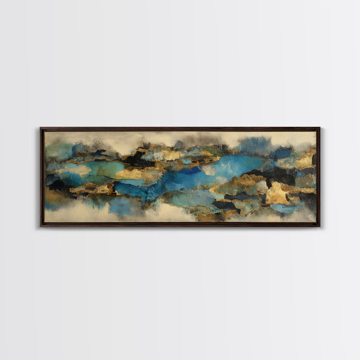 Dwarven Forge with Molten Gold Glow Framed Canvas Print, Fantasy Art, Boho Wall Art, Living Room Decor, Fine Art, Mythic, FAN-3x1-82