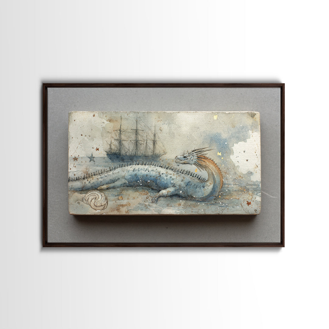 Ancient Map Landscape Framed Canvas Print, Fantasy Art, Final Fantasy Art, Living Room Decor, Watercolor Art, Mythic, FAN-3x2-41