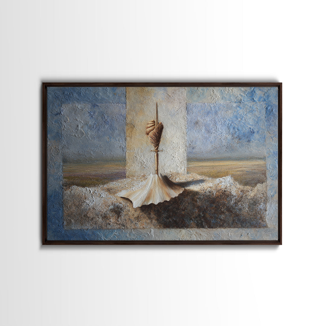Phoenix Rising in Gold and Crimson Flames Framed Canvas Print, Fantasy Art, Fantasy Art Print, Living Room Decor, Mythic, FAN-3x2-81