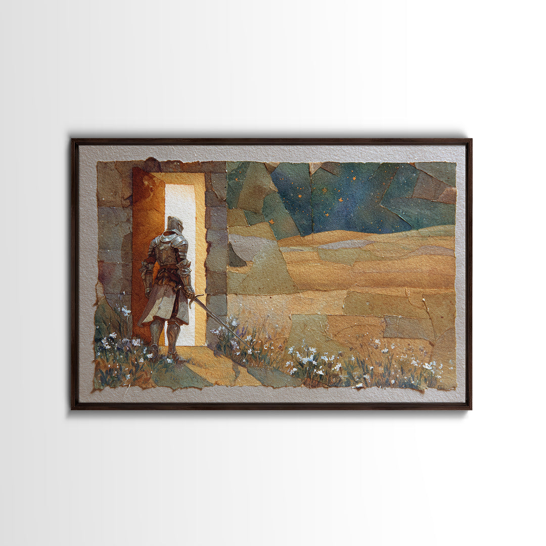 Griffin Perched on a Castle Wall Framed Canvas Print, Fantasy Art, Fairy Art, Living Room Decor, Mythic, Gallery Decor, FAN-3x2-86