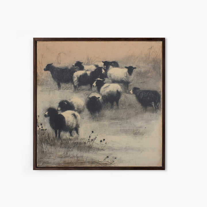 Rustic Barn in Golden Field Light Framed Canvas Print, Farmhouse Art, Sage Green Wall Art, Farmhouse Decor, Fine Art, Harvest, FAR-1x1-2