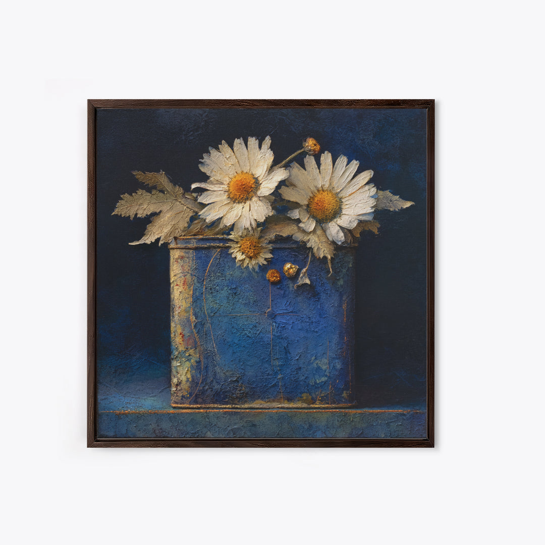Weathered Horseshoe and Wildflowers Framed Canvas Print, Farmhouse Art, Gallery Wall, Farmhouse Decor, Oil Painting, Harvest, FAR-1x1-21