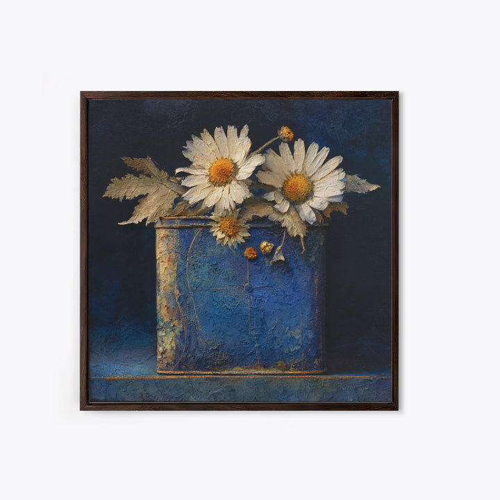 Weathered Horseshoe and Wildflowers Framed Canvas Print, Farmhouse Art, Gallery Wall, Farmhouse Decor, Oil Painting, Harvest, FAR-1x1-21