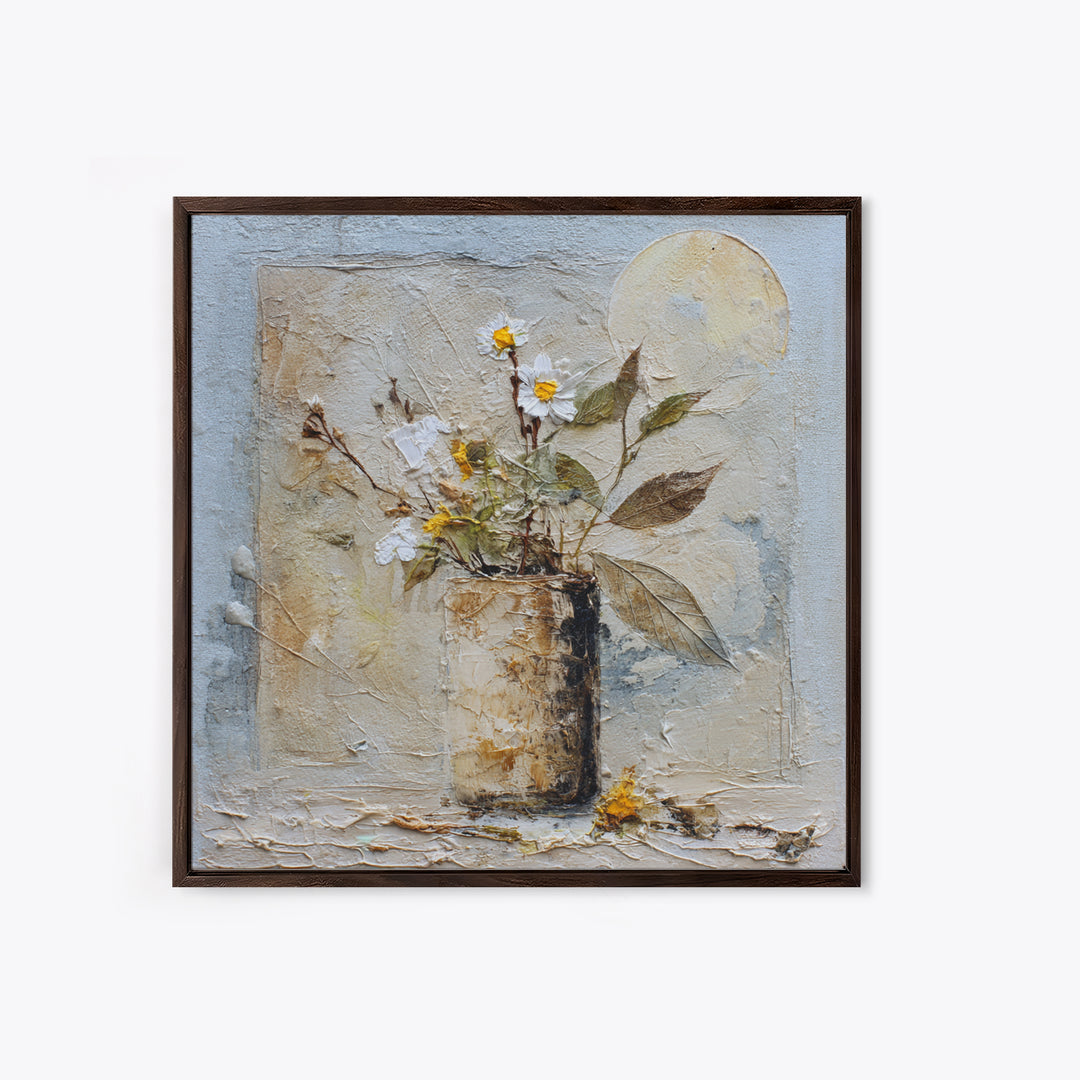 Chicken Family in a Garden Patch Framed Canvas Print, Farmhouse Art, Botanical Art, Farmhouse Decor, Oil Painting, Harvest, FAR-1x1-63