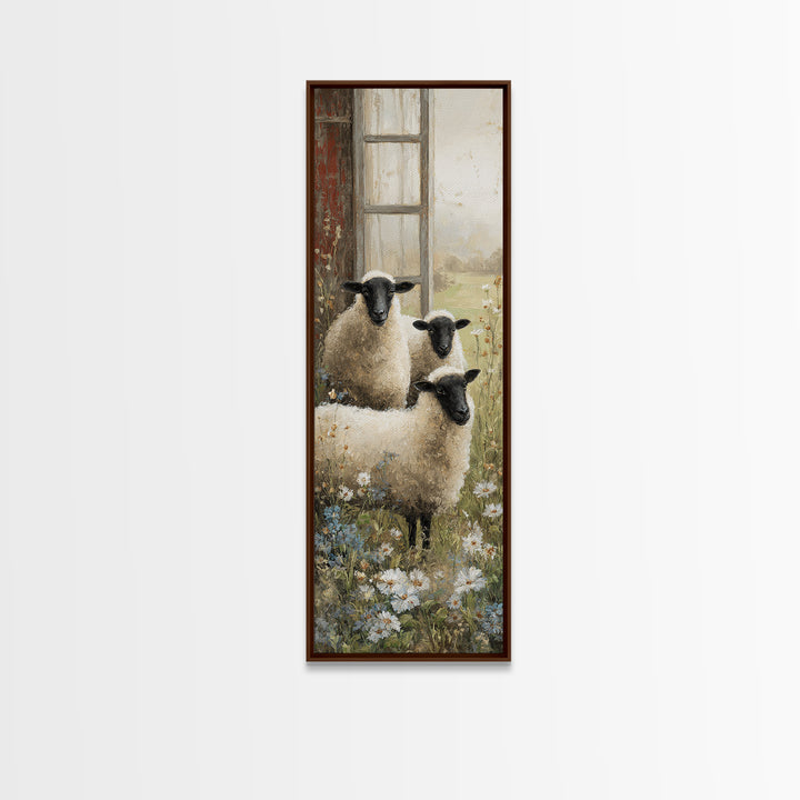 Black and White Sheep Framed Canvas Print, Farmhouse Art, Luxury Decor, Farmhouse Decor, Fine Art, Harvest, Art Prints, FAR-1x3-20