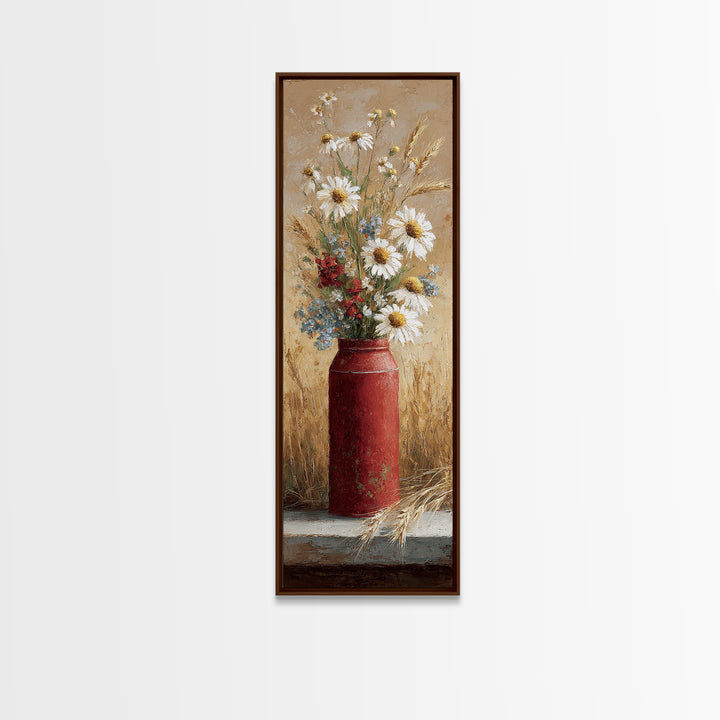 Old Milk Can Framed Canvas Print, Farmhouse Art, Art Print, Farmhouse Decor, Fine Art, Harvest, Digital Art, Printable Wall Art, FAR-1x3-24