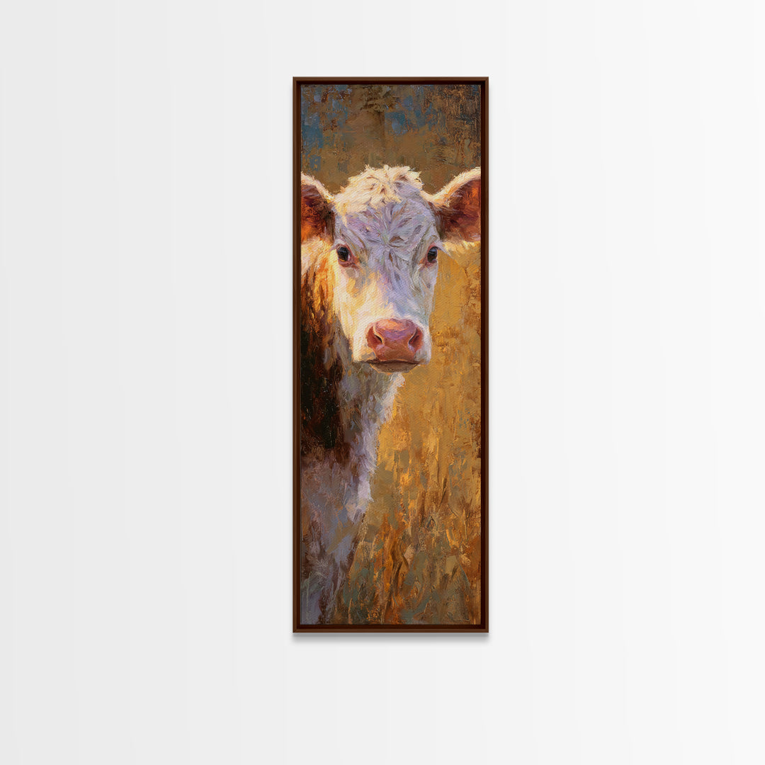 White Cow Portrait Canvas Print, Farmhouse Art, Statement Artwork, Farmhouse Decor, Fine Art, Harvest, Digital Prints, FAR-1x3-37