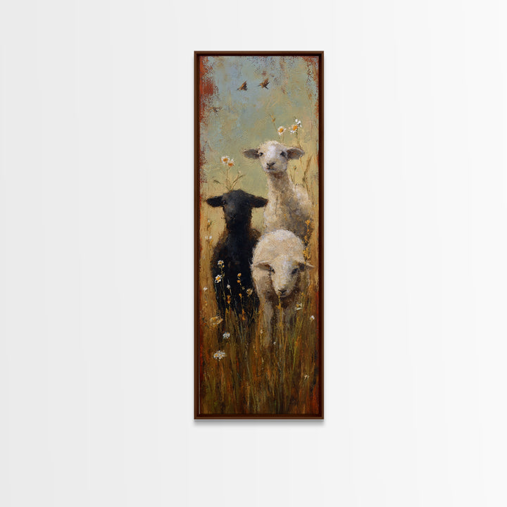 Black and White Sheep Canvas Print, Farmhouse Art, Contemporary Art, Farmhouse Decor, Fine Art, Harvest, Printable Art, FAR-1x3-44